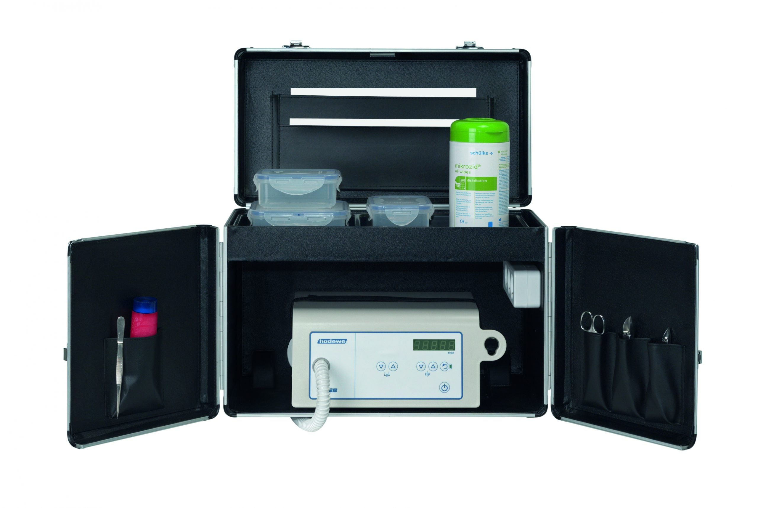 HADEWE Koferis ar riteņiem, izvelkamu teleskopisku rokturi un iebūvētu rozeti