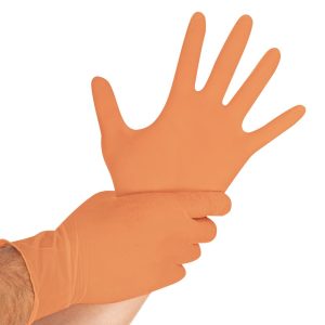 SAFE LIGHT Vienreizlietojamie nitrila cimdi, bez pūdera S Oranži, 100 gab. (Vācija)