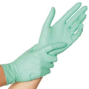 SAFE LIGHT Vienreizlietojamie nitrila cimdi, bez pūdera S Piparmētru zaļš, 100 gab. (Vācija)