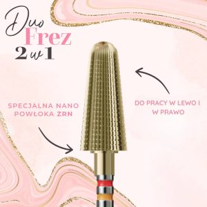 IQ NAILS Cietkausējuma (Karbīda) 2IN1 frēze Konuss 060 ar zelta ZRN pārklājumu [ZRN-201RLF HP.060]