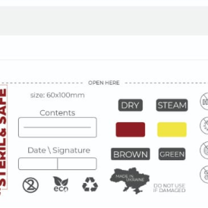 be STERIL&SAFE Karstā gaisa sterilizācijas maisiņi 60x100mm caurspīdīgi ar indikatoru 100gab.