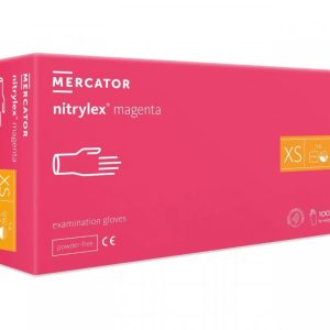 Nitrylex PF Vienreizlietojamie nitrila cimdi, bez pūdera XS Purpursarkanā, 100 gab. (Polija)