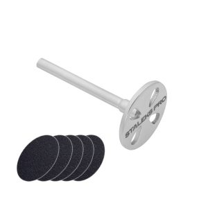 STALEKS Pedikīra disks PRO, M izmērs (20 mm)  komplektā ar maināmiem failiem 5 gab. 180gr.[ PDset-20
