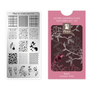 Moyra MINI Birds always sing Nr.103 nagu dizaina apzīmogošanas (stempinga) plāksne