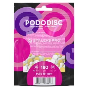 STALEKS Maināmi faili uz mīksta pamatā pedikīra diskam, baltie XS 180 grit (50 gb.)[PDFS-10-180W]