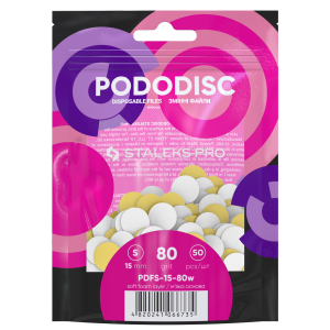 STALEKS Maināmi faili uz mīksta pamatā pedikīra diskam, baltie S 80 grit (50 gb.)[PDFS-15-80W]