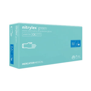 Nitrylex PF Vienreizlietojamie nitrila cimdi, bez pūdera M Zaļā, 100 gab. (Polija)