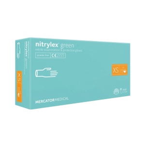 Nitrylex PF Vienreizlietojamie nitrila cimdi, bez pūdera XS Zaļā, 100 gab. (Polija)