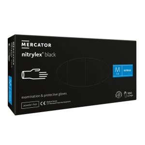 Nitrylex PF Vienreizlietojamie nitrila cimdi, bez pūdera M Melnie, 100 gab. (Polija)