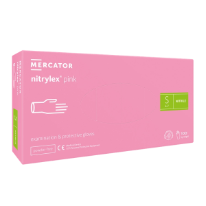 Nitrylex PF Vienreizlietojamie nitrila cimdi, bez pūdera S Rozā, 100 gab. (Polija)
