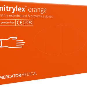 Nitrylex PF Vienreizlietojamie nitrila cimdi, bez pūdera M Oranža, 100 gab. (Polija)