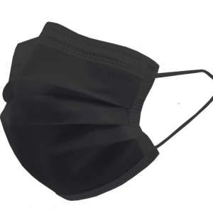 UNIGLOVES Medicīniskā sejas maska ar gumiju PROFIL PLUS SMALL BLACK 3-slāņi, 50 gab.