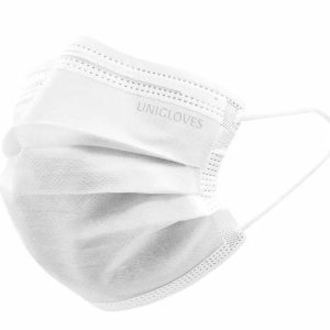 UNIGLOVES Medicīniskā sejas maska ar gumiju PROFIL PLUS SMALL WHITE 3-slāņi, 50 gab.