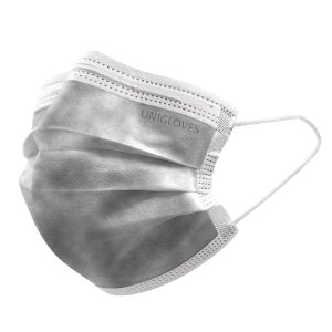 UNIGLOVES Medicīniskā sejas maska ar gumiju PROFIL PLUS GREY 3-slāņi, 50 gab.